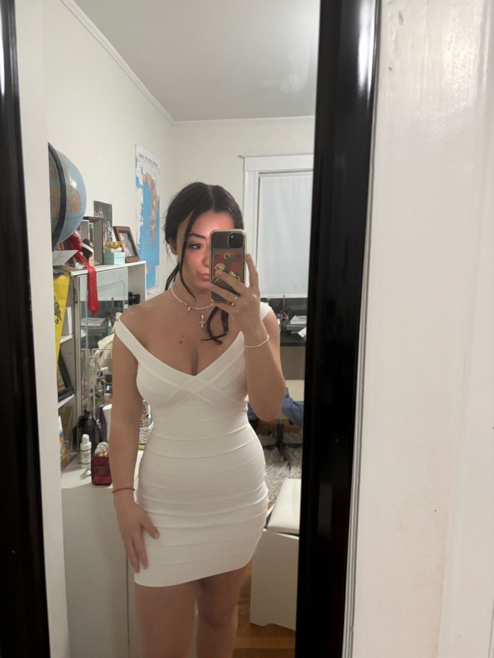 HERVE LEGER SIZE SMALL brand new with tags!! Off-Shoulder White Bodycon Dress